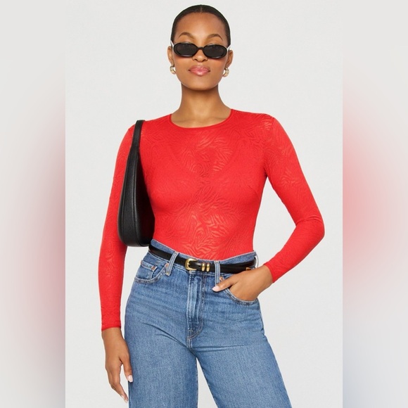 Fabletics + Yitty Hot Mesh Long Sleeve Shapewear Bodysuit | M | Leave Him on Red - Picture 5 of 9